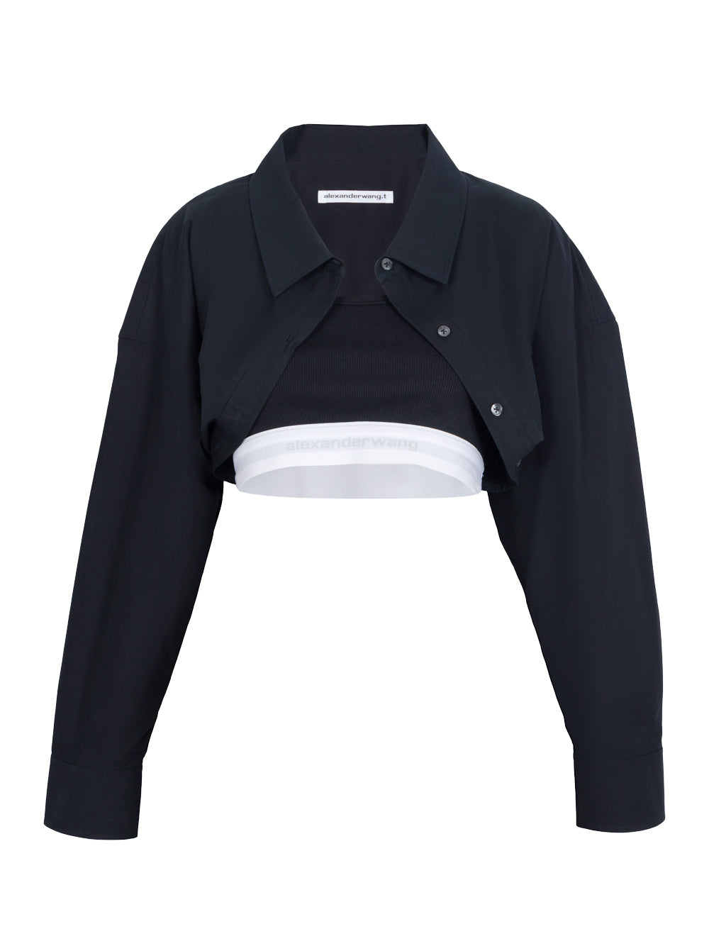 AlexanderWang-LayeredCropBoleroinCompactCotton-Black-1