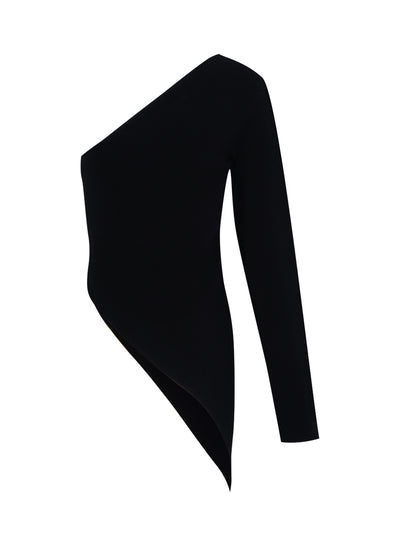 Asymmetrical Long Sleeve Top (Black)