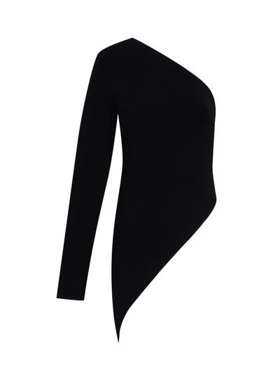 Asymmetrical Long Sleeve Top (Black)