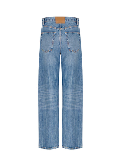 Blade Logo-Embroidered Balloon Jeans (Medium Indigo)