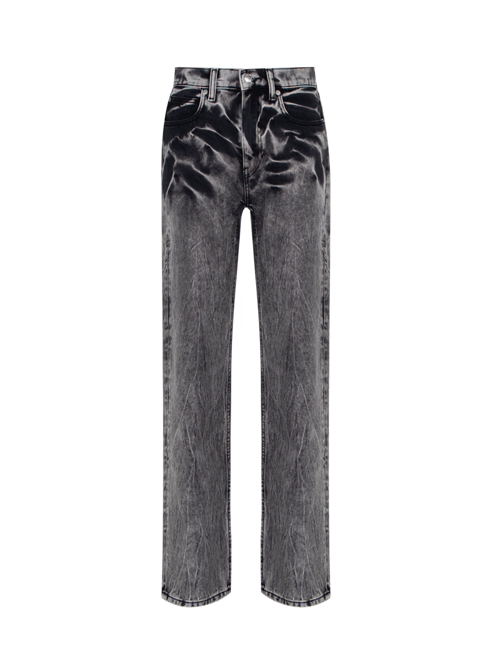 Blade Logo Embroidered EZ Mid Rise Wide Leg Jeans (Black Acid Crush)