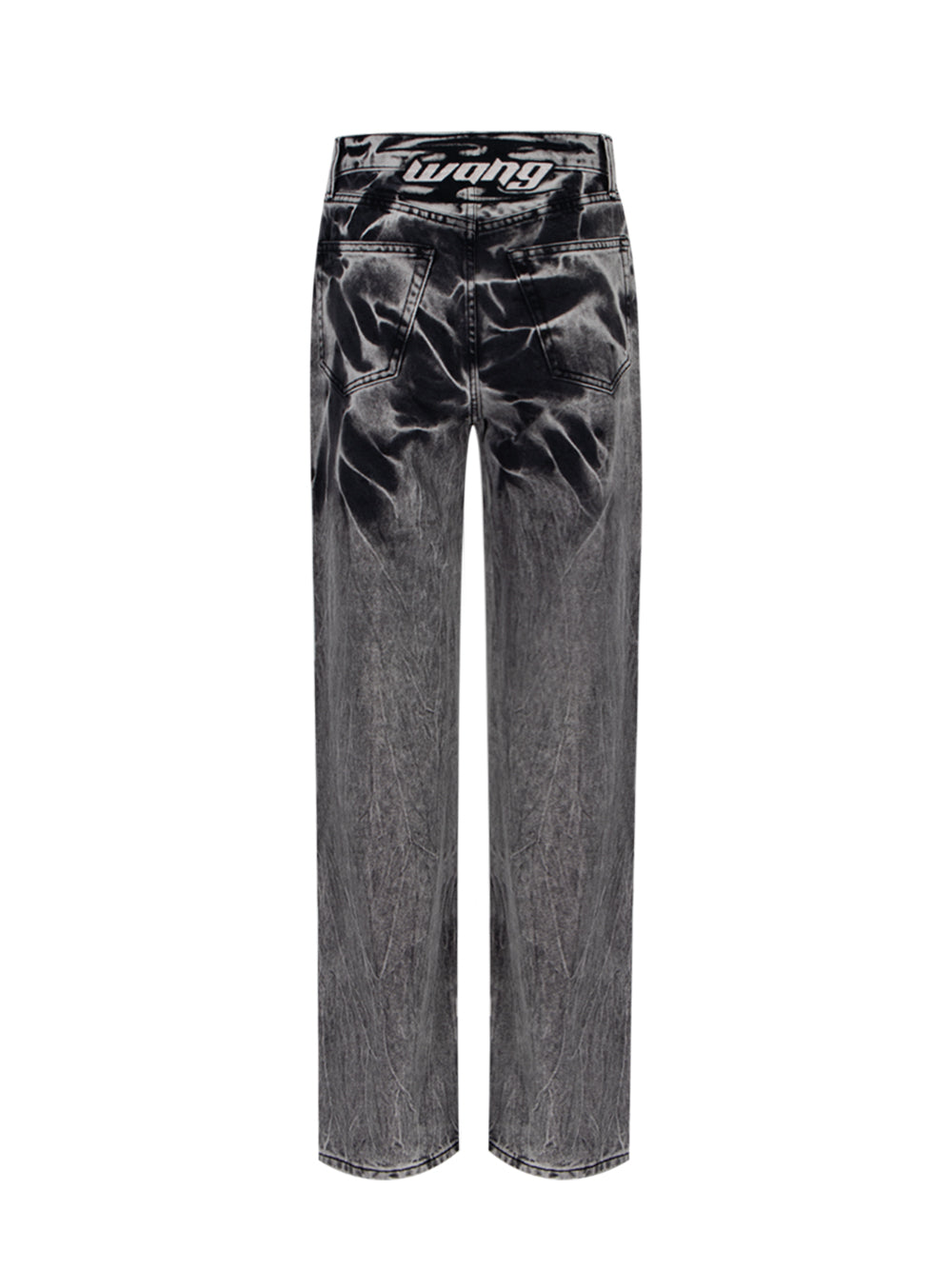 Blade Logo Embroidered EZ Mid Rise Wide Leg Jeans (Black Acid Crush)