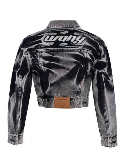Blade Logo Embroidered Shrunken Tracker Jacket (Black Acid Crush)