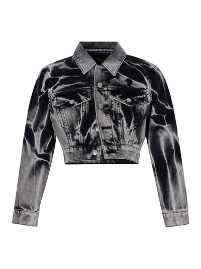 Blade Logo Embroidered Shrunken Tracker Jacket (Black Acid Crush)