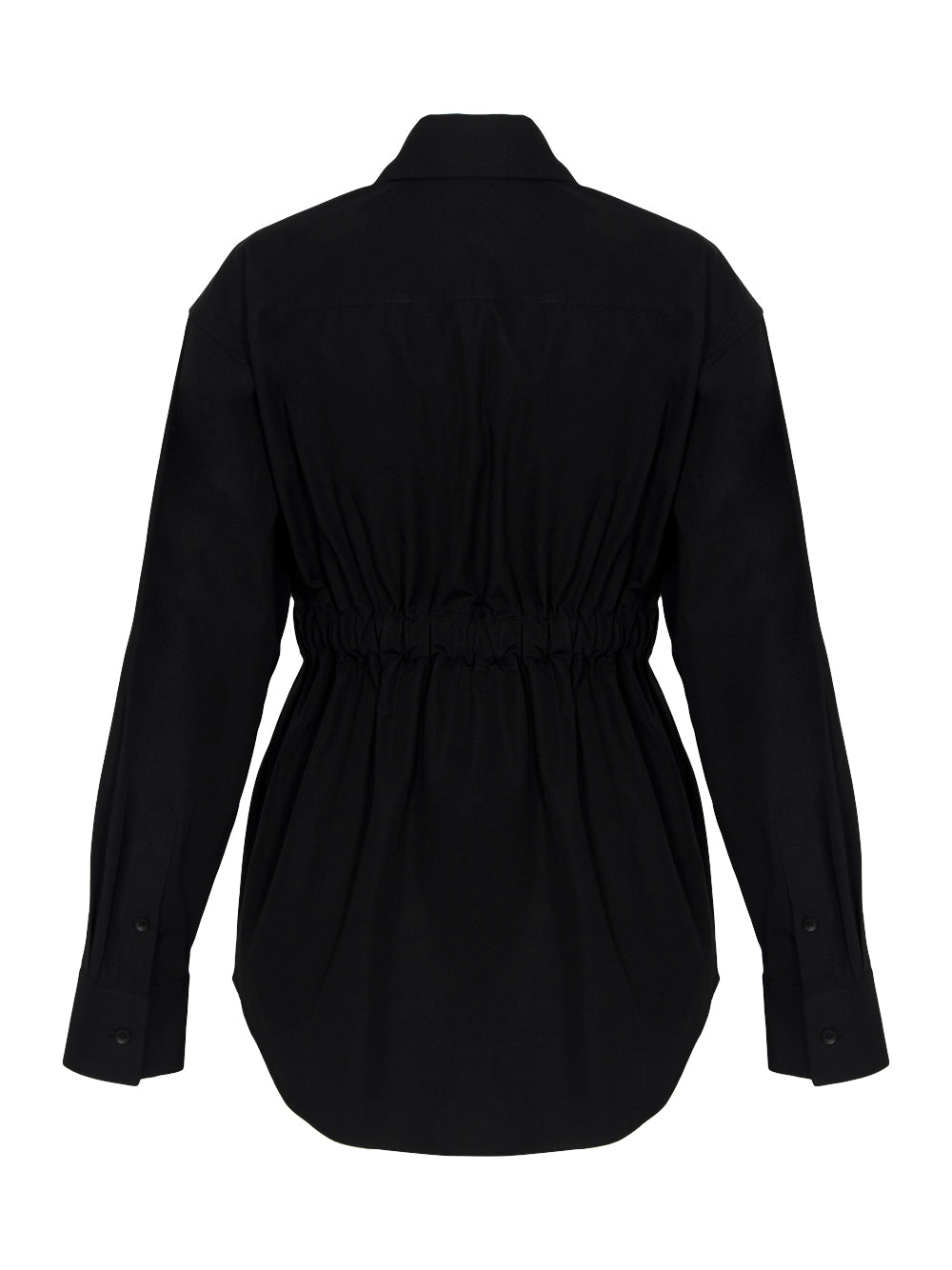 Button Down Tunic With Integrated Leather Belt (Black)