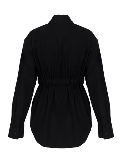 Button Down Tunic With Integrated Leather Belt (Black)