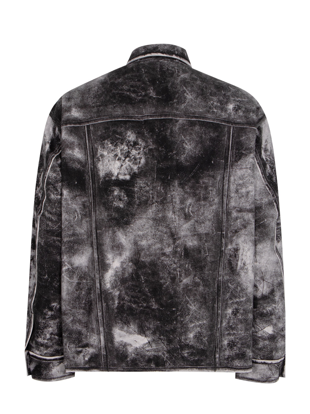 Cotton Shirt Jacket Trompe Loeil Leather Effect (Black/Steel Grey)