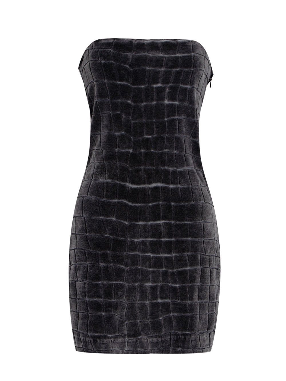 Crocodile Jacquard Velour Bandeau Minidress (Washed Peppe)