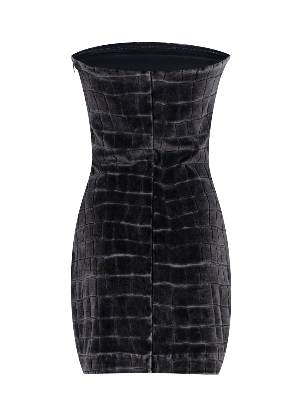 Crocodile Jacquard Velour Bandeau Minidress (Washed Peppe)