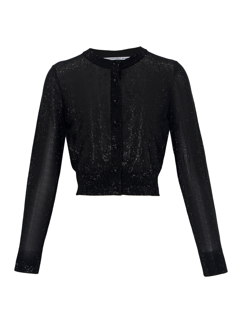 Cropped Crewneck Cardigan W/ Clear Bead (Hotfix Black)