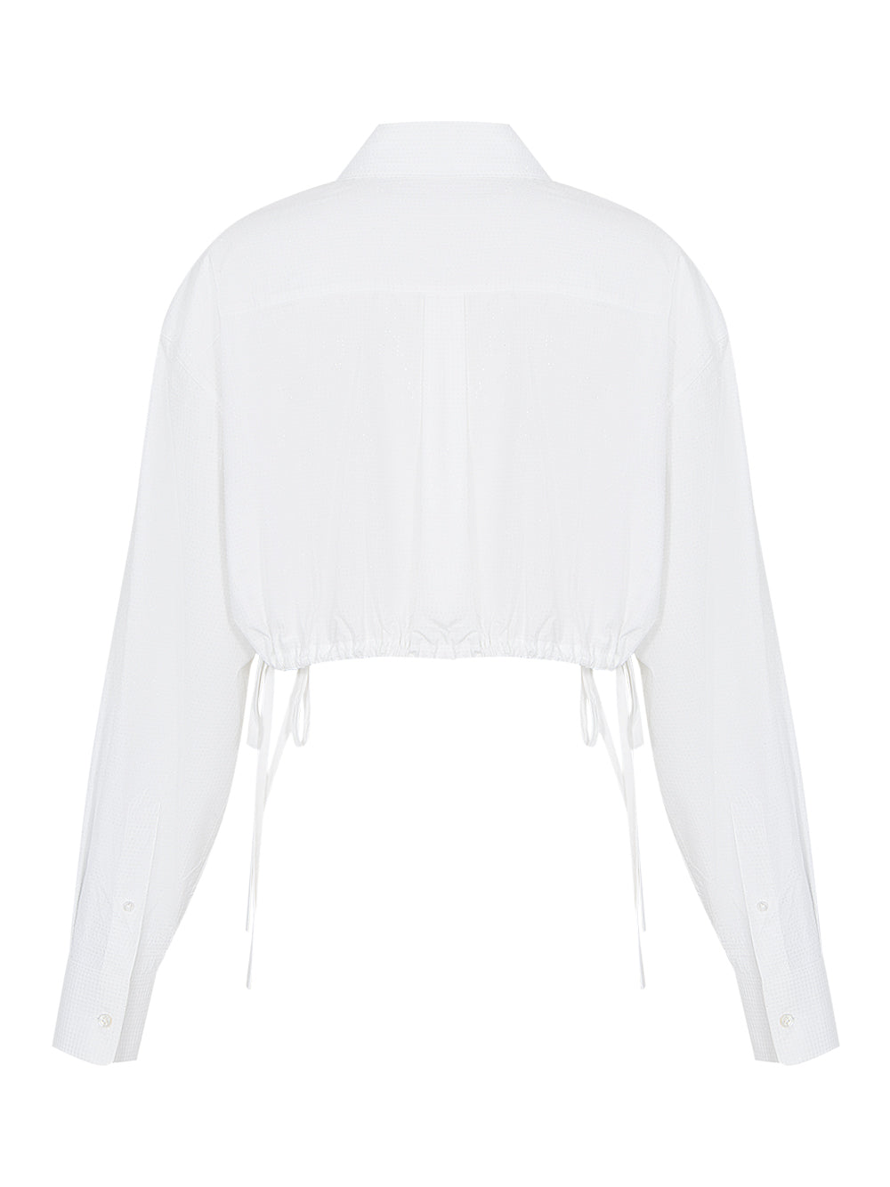 Cropped Drawstring Blouse In Cotton Crystal Hotfix Poplin (White)