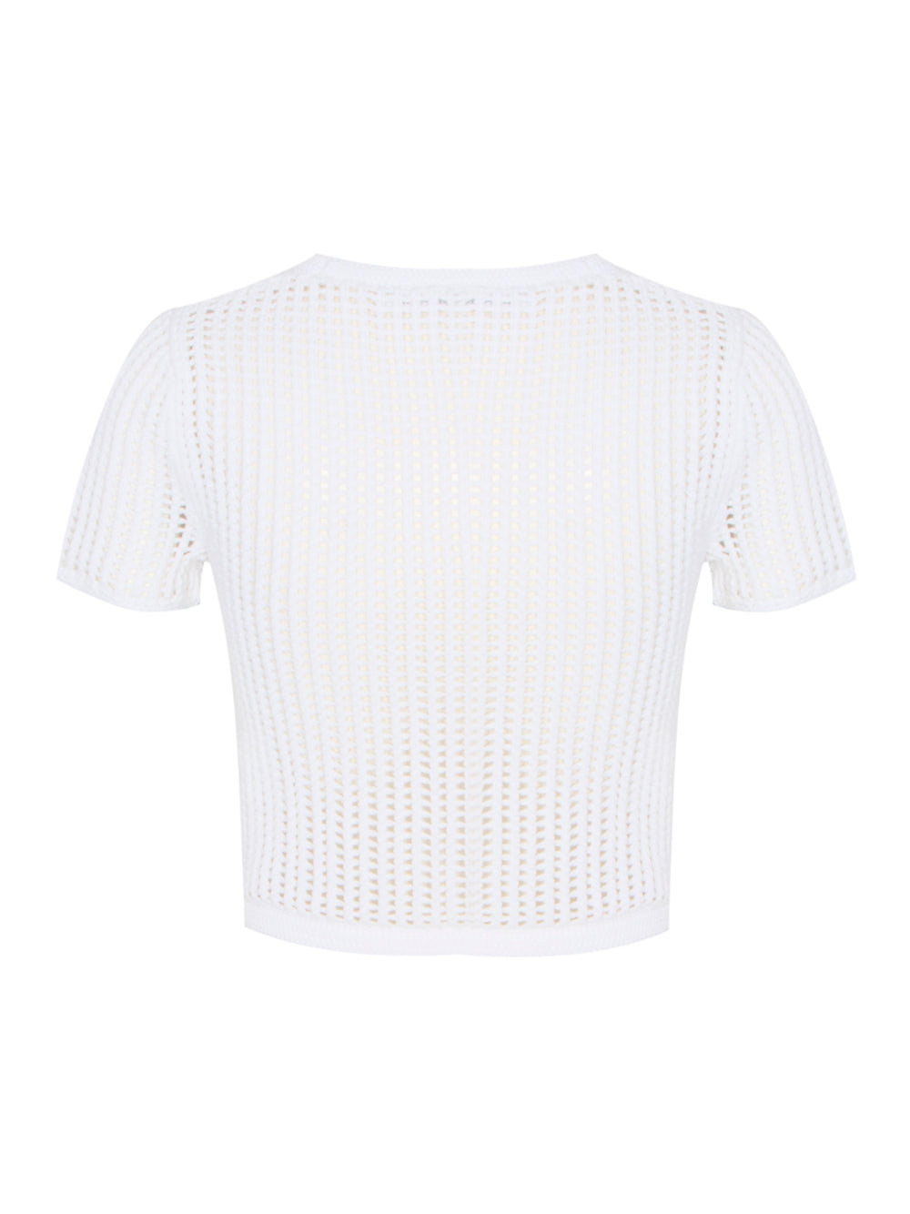 Cropped Short Sleeve Top With Embossed Logo (White)