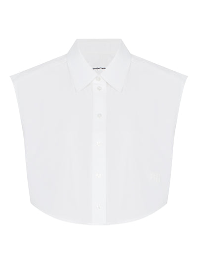 Cropped Sleeveless Button-Up Shirt In Cotton (White)