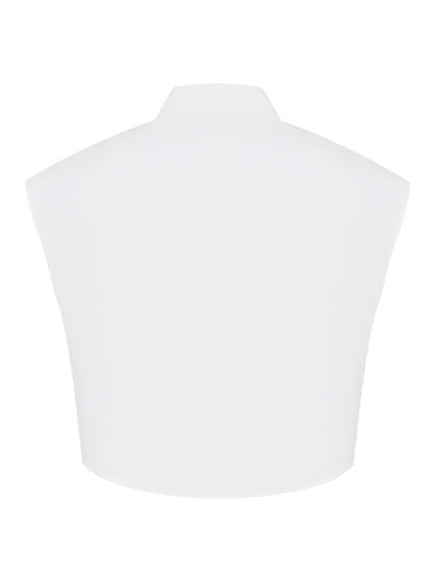 Cropped Sleeveless Button-Up Shirt In Cotton (White)