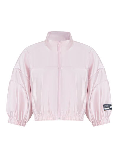 Cropped Track Jacket With Piping (Ballerina Pink)