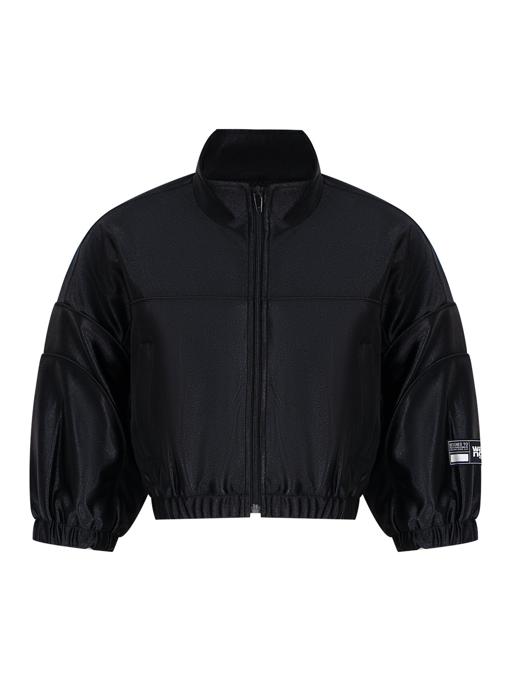 Cropped Track Jacket With Piping (Black)