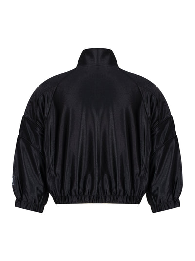 Cropped Track Jacket With Piping (Black)