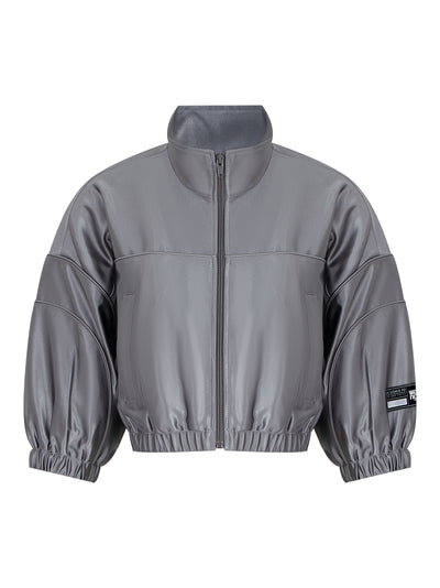 Cropped Track Jacket With Piping (Earl Grey)