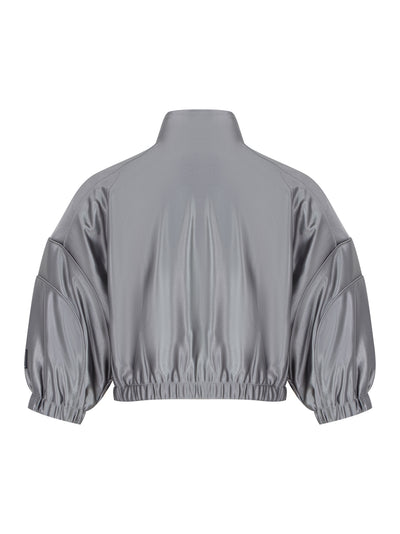 Cropped Track Jacket With Piping (Earl Grey)