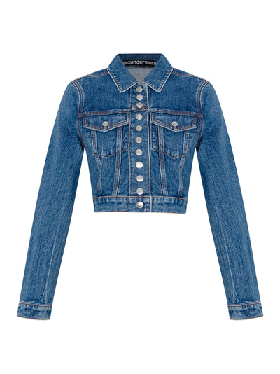 Cropped Trucker Jacket (Deep Blue)