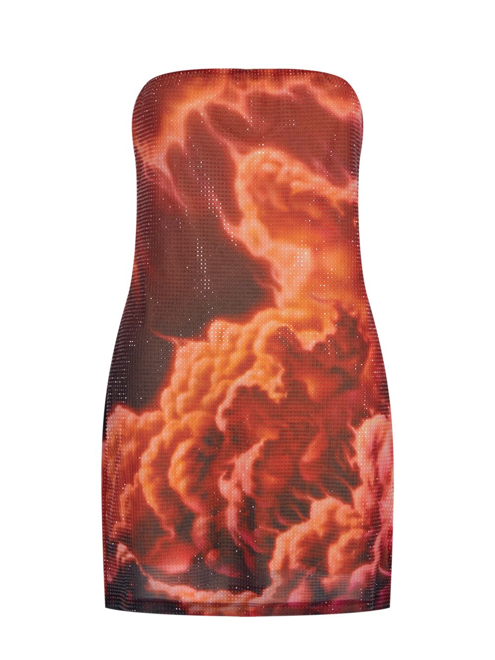 Crystal Hotfix Cloud-Print Minidress (Red/Clear)