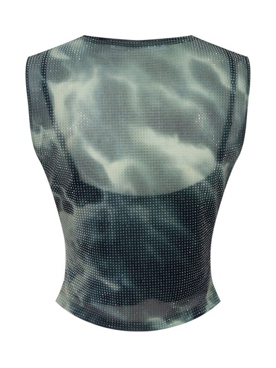 Crystal Hotfix Cloud-Print Tank (Black/Clear)