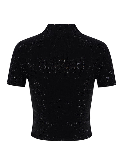 Crystal Hotfix Mock Neck (Black)