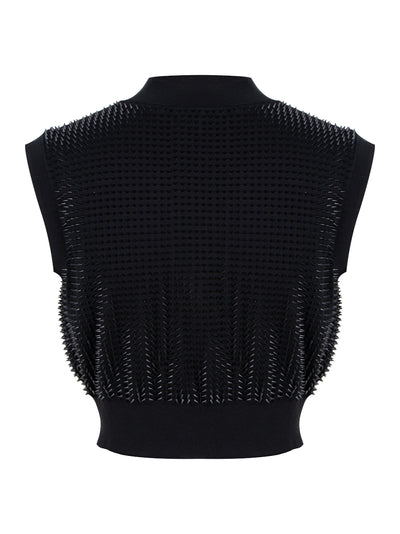 Custom 3D Molded Spike Cropped Tank Top (Black)