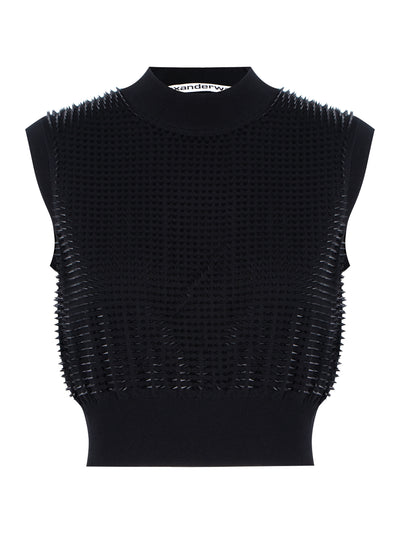 Custom 3D Molded Spike Cropped Tank Top (Black)