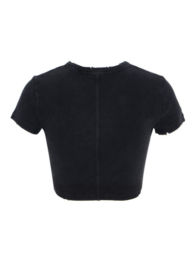 Distressed Logo Baby Tee (Washed Magnet)