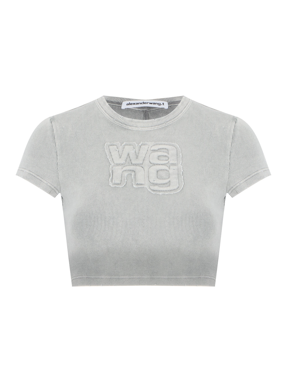 Distressed Logo Baby Tee (Washed Steel)