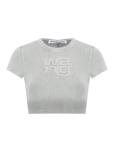 Distressed Logo Baby Tee (Washed Steel)