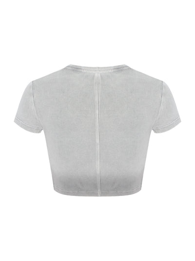 Distressed Logo Baby Tee (Washed Steel)