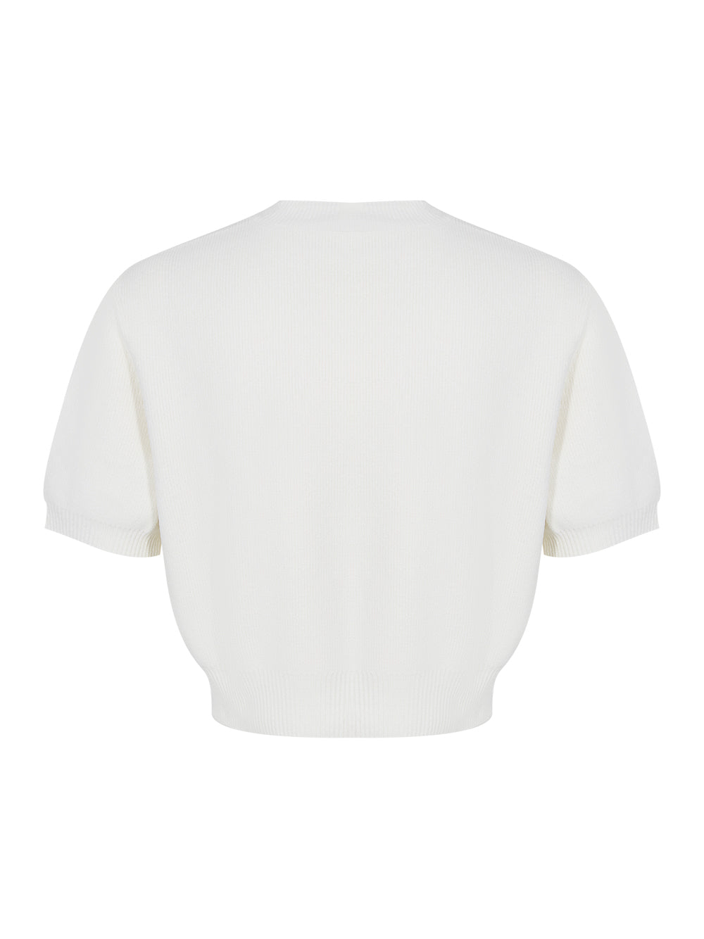 Embossed Logo Ribbed Short Sleeve Tee (Soft White)