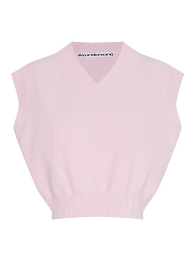 Embossed Logo V-Neck Vest Pullover (Ballerina Pink)