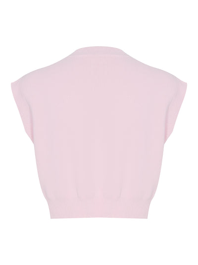 Embossed Logo V-Neck Vest Pullover (Ballerina Pink)