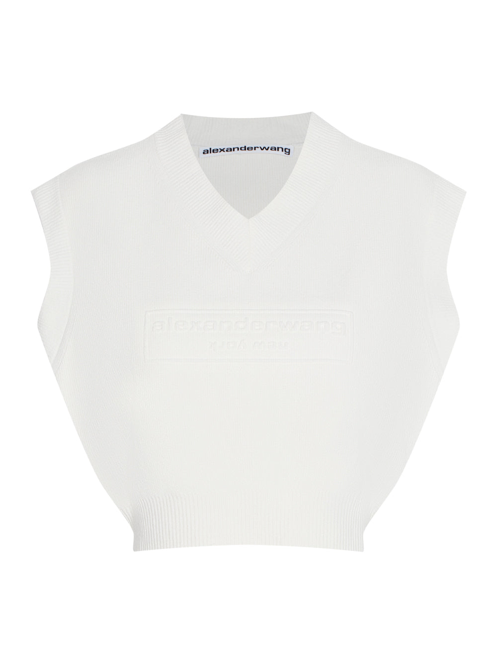 Embossed Logo V-Neck Vest Pullover (Soft White)