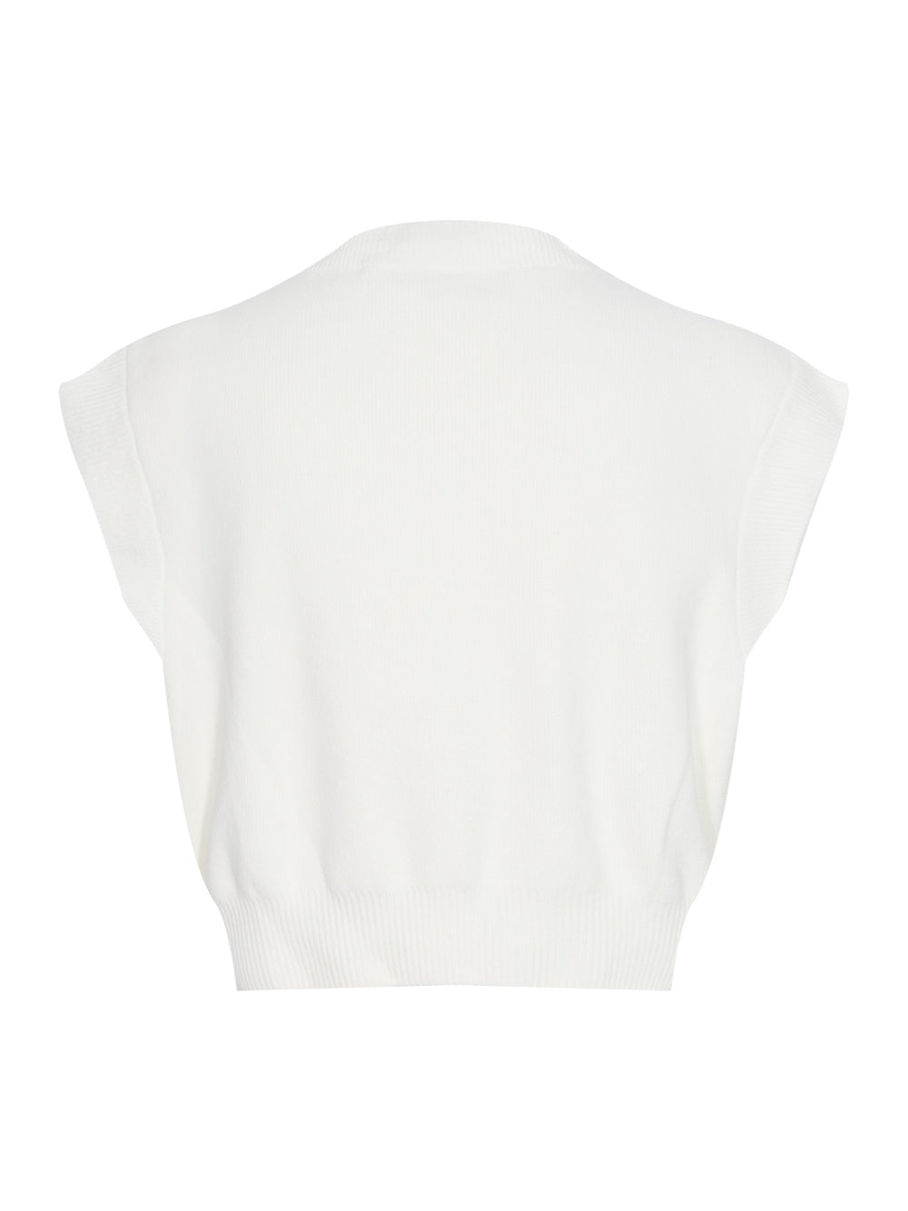 Embossed Logo V-Neck Vest Pullover (Soft White)