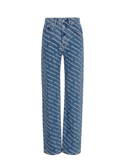 Ez Mid Rise Straight Leg Jeans In Clear Hotfix (Deep Blue/White)