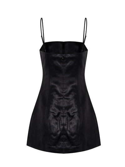 Fitted Minidress In Linen Chintz (Black)