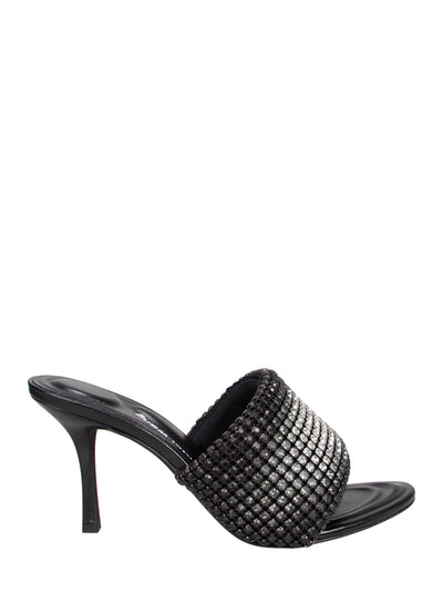 Heiress 85 Mule Sandal In Crystal Mesh (Black Aged)