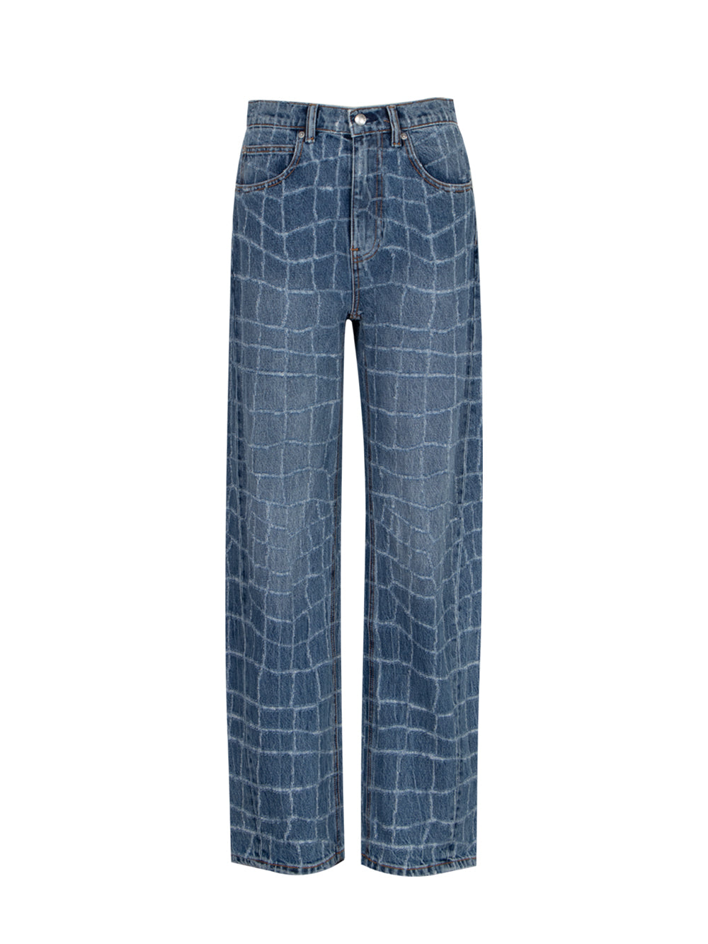 Laser Distressed Denim Jeans (Vintage Medium Indigo)