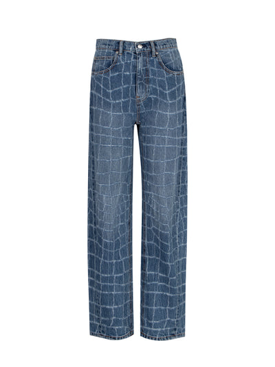 Laser Distressed Denim Jeans (Vintage Medium Indigo)