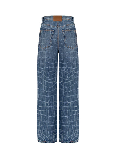 Laser Distressed Denim Jeans (Vintage Medium Indigo)
