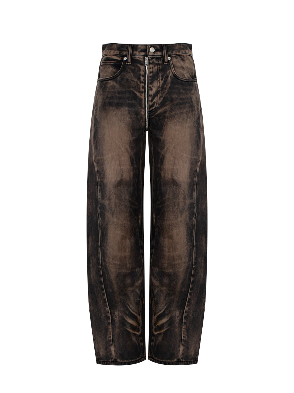 Low-Rise Balloon Jean With Front Back Zip (Brown Overdye)