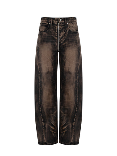 Low-Rise Balloon Jean With Front Back Zip (Brown Overdye)