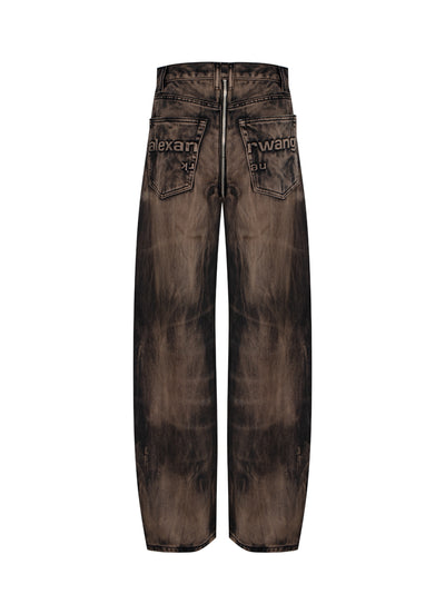 Low-Rise Balloon Jean With Front Back Zip (Brown Overdye)