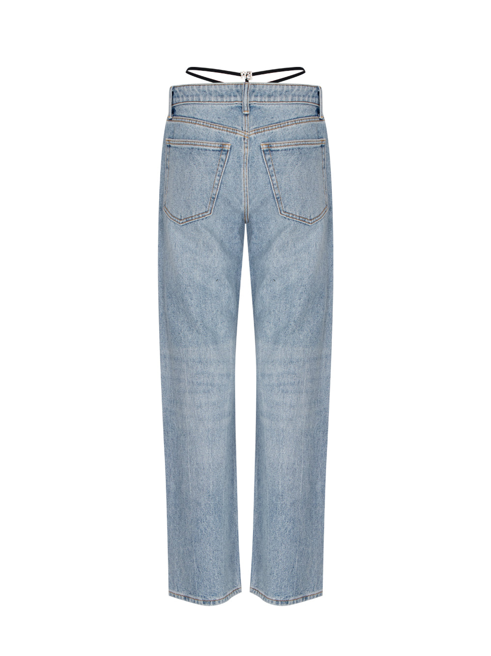 Mid Rise Jean With Pre-Style Logo Thong (Faded Indigo)