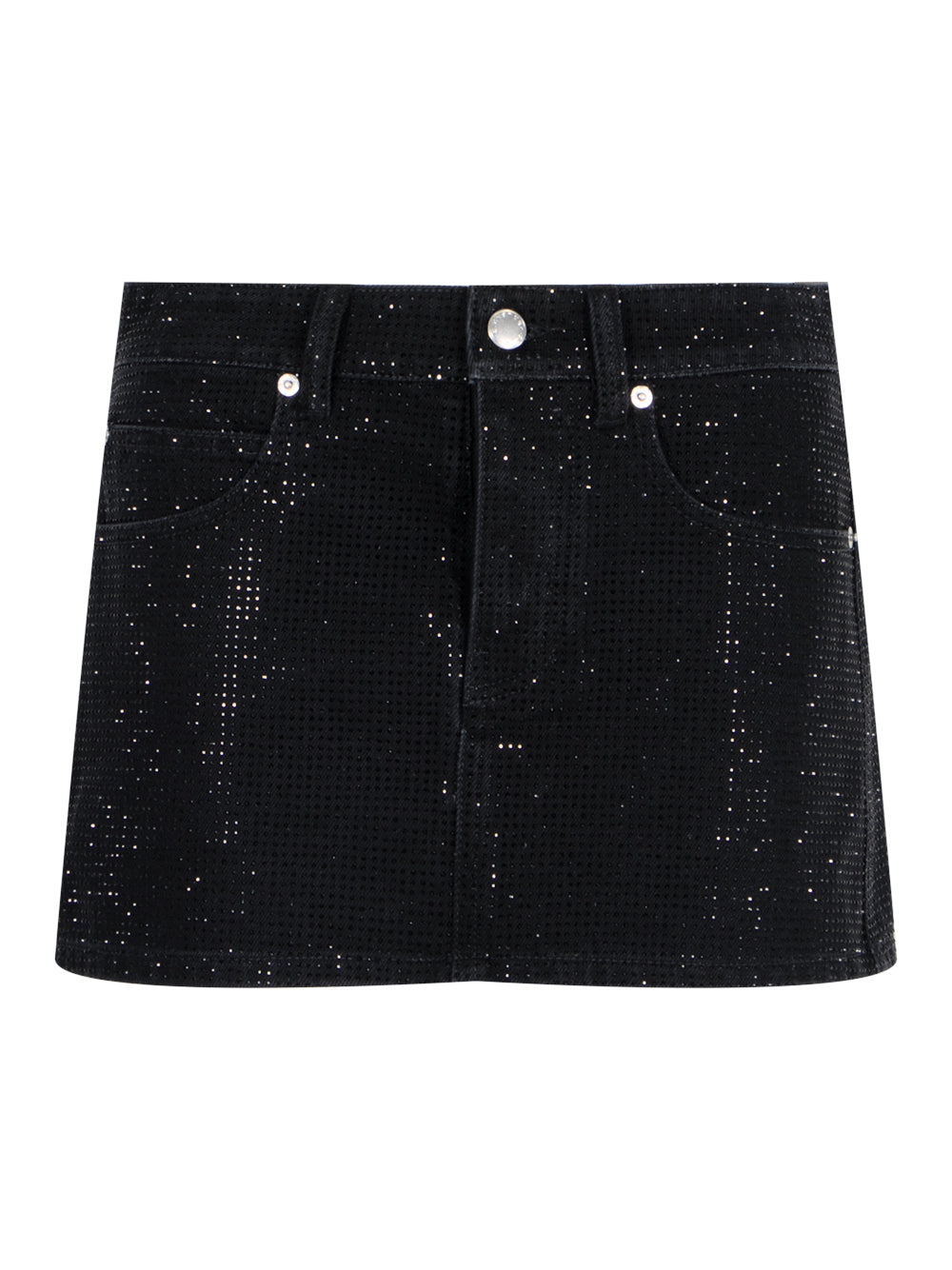 Mini Skirt With All Over Tonal Hotfix (Washed Black)