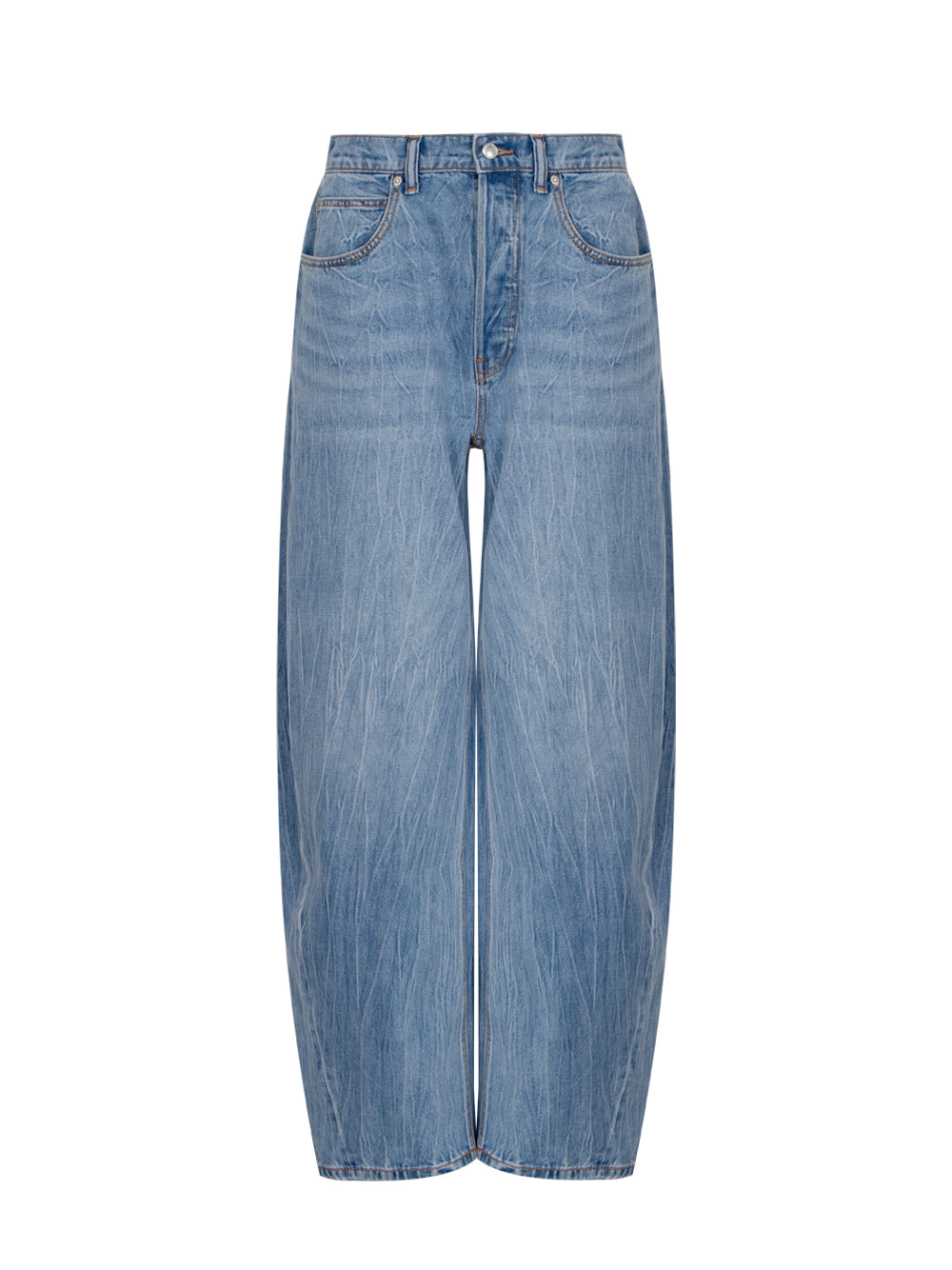 Oversized Rounded Low Rise Jean Creased Wash Vintage (Light Indigo)